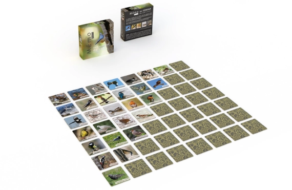 Boîte de jeu et 56 tuiles du Mémo photo des oiseaux du Lot et d'Occitanie